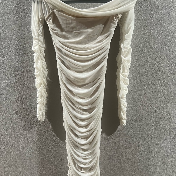 Fashion Nova White ruched Off-Shoulder Dress - Picture 5 of 8